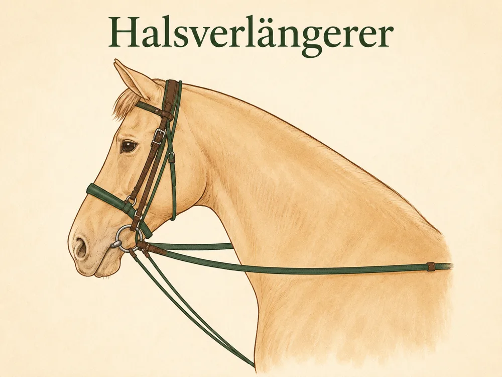 Halsverlängerer beim Pferd – elastisches Band vom Gurt über das Genick zu den Trensenringen