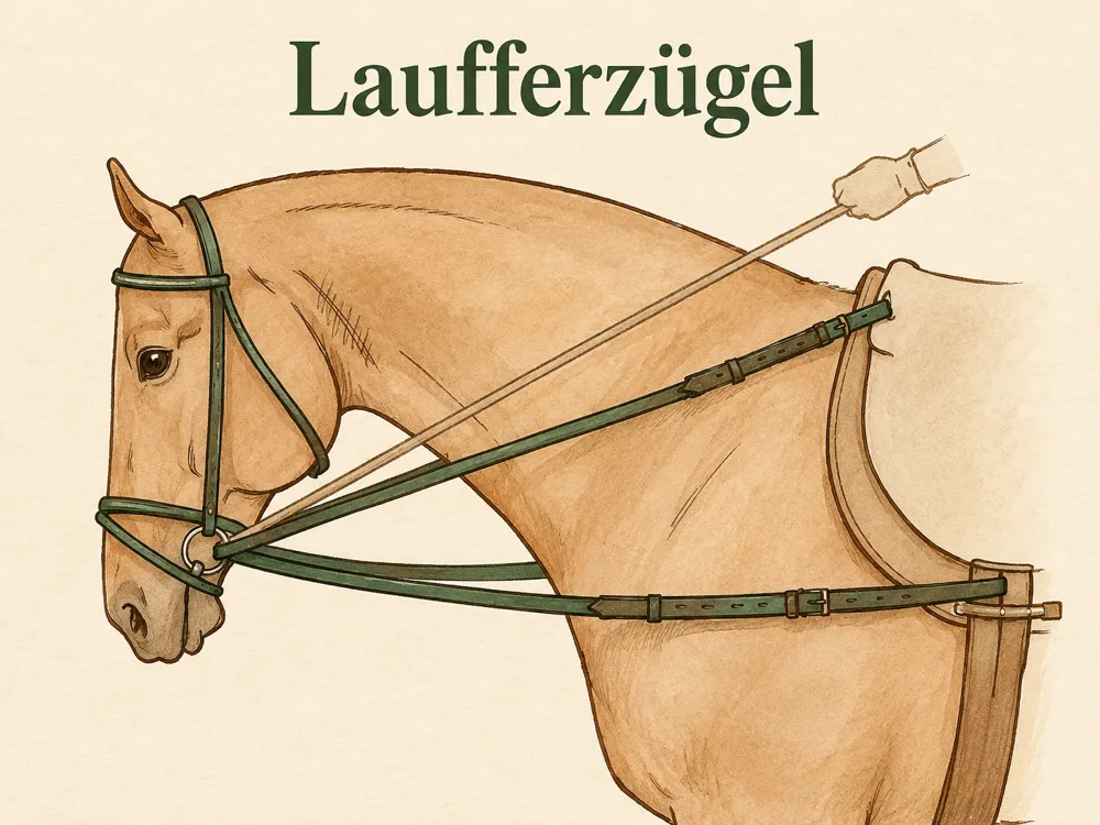 Laufferzügel beim Pferd – flexible Verschnallung von zwei Kordeln durch die Gebissringe