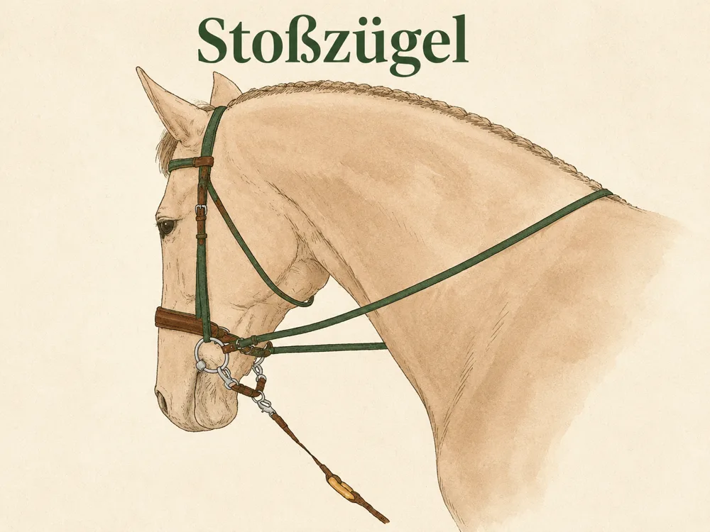 Stoßzügel beim Pferd – einzelner Riemen gegen zu hohes Kopfheben